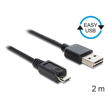 Delock Easy-USB A -> USB-B 2.0 micro M/M adatkábel 2m fekete