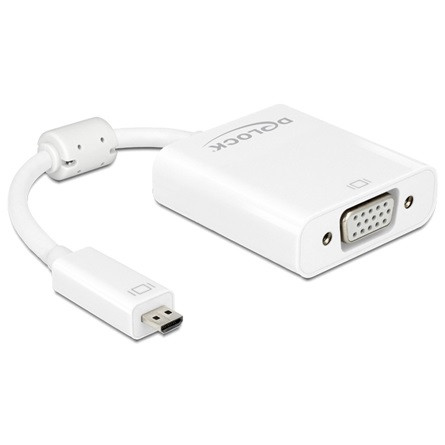 Delock HDMI micro D -> VGA Jack stereo 3,5mm M/F adapter 0.17m fehér