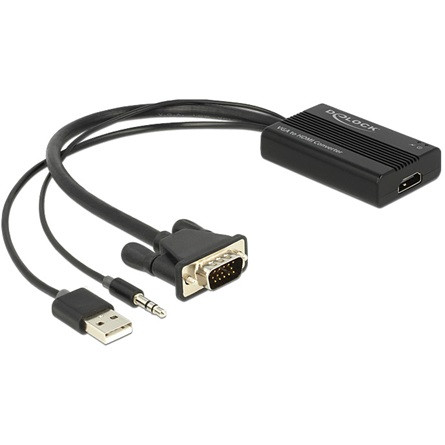 Delock VGA USB-A 2.0 Jack 3,5mm -> HDMI M/F adapter 0.25m