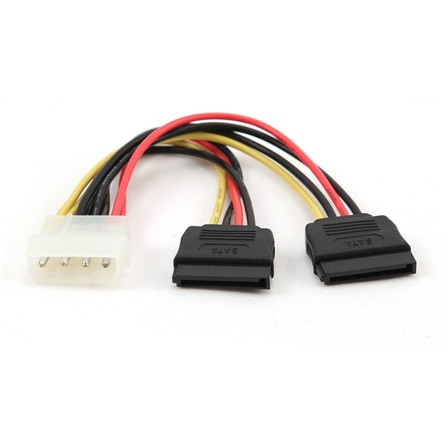 Gembird Molex Power 4pin -> 2db SATA Power M/F tápkábel 0.3m