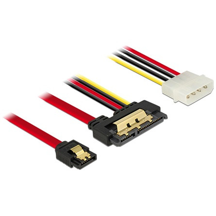 Delock SATA 3 Molex Power 4pin -> SATA 22pin F/F adatkábel 0.3m