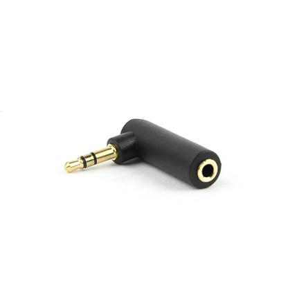 Gembird Jack stereo 3,5mm M/F adapter fekete 90°