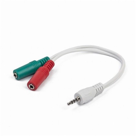 Gembird Jack stereo 3,5mm (4pin) -> 2db Jack stereo 3,5mm M/F adapter 0.15m fehér