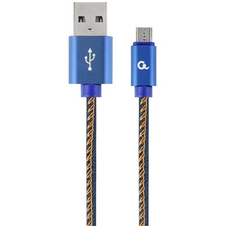 Gembird USB-A 2.0 -> USB-B 2.0 micro M/M adatkábel 2m kék Premium jeans