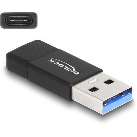 Delock 60001 USB-A 3.2 Gen2 -> USB-C 3.2 Gen2 M/F adapter fekete