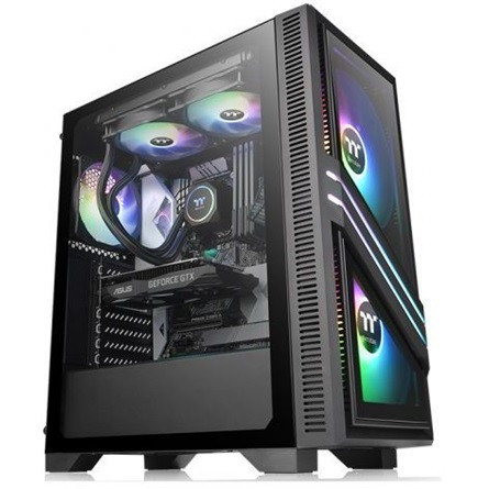 Thermaltake Versa T35 Tempered Glass RGB táp nélküli ablakos Mid Tower számítógépház fekete