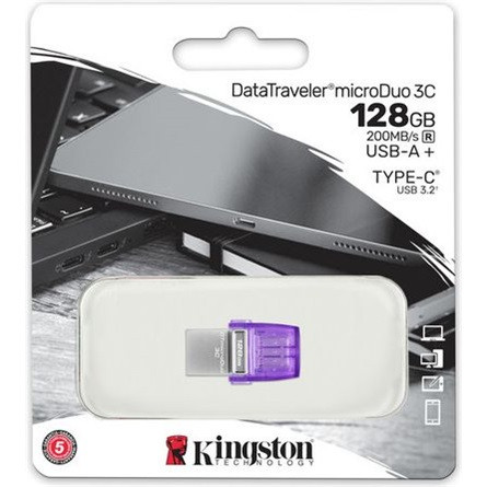 Kingston 128GB DataTraveler microDuo 3C USB 3.2 Gen 1 / USB-C pendrive lila