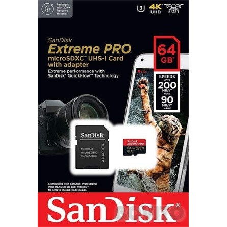 Sandisk 64GB Extreme Pro UHS-1 U3 microSDXC memóriakártya