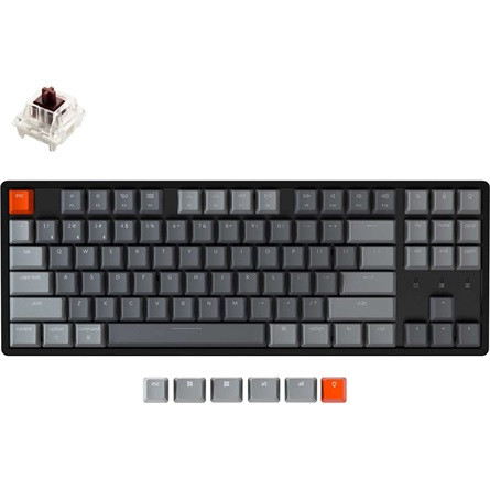 Keychron K8 RGB Backlight ISO vezeték nélküli angol gaming Gateron G Pro Brown mechanikus billentyűzet (Aluminum Frame)