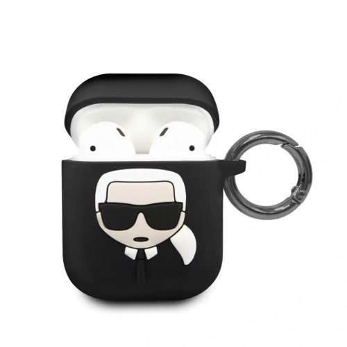 Karl Lagerfeld Apple Airpods szililkon tok, fekete, KLACCSILKHBK