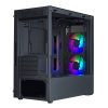 COOLER MASTER Ház Mini Tower ATX MASTERBOX MB311L ARGB + Kontroller + 2db Ventilátor, Tápegység nélkül, Üvegfalú, fekete