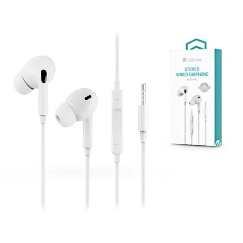 DEVIA UNIVERZÁLIS SZTEREÓ FELVEVŐS FÜLHALLGATÓ - 3,5 MM JACK - DEVIA SMART SERIES STEREO WIRED EARPHONE - FEHÉR