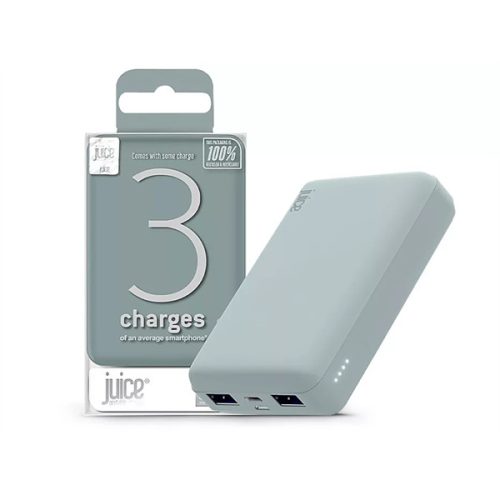 JUICE UNIVERZÁLIS HORDOZHATÓ, ASZTALI AKKUMULÁTOR TÖLTŐ - ECO 3 POWER BANK - 2XUSB +TYPE-C - 10.000 MAH - ÉJFEKETE ZÖLD