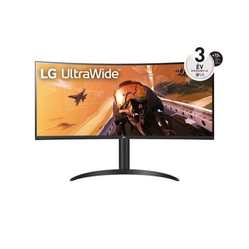 LG Ívelt monitor 34" 34WP75CP, 3440x1440, 21:9, 300cd/m2, 5ms, 2xHDMI/DisplayPort/USB-C/2xUSB, hangszóró, 160Hz, HDR10