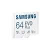 SAMSUNG Memóriakártya, EVO Plus microSDXC kártya, 64GB, UHS-I, U1, V10, A1, + SD Adapter, R160/W