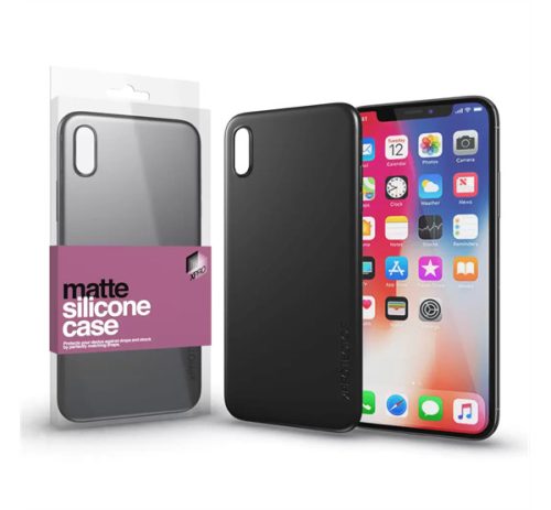 Xprotector Matte, ultra vékony matt szilikon hátlap tok, Apple iPhone X / XS, fekete