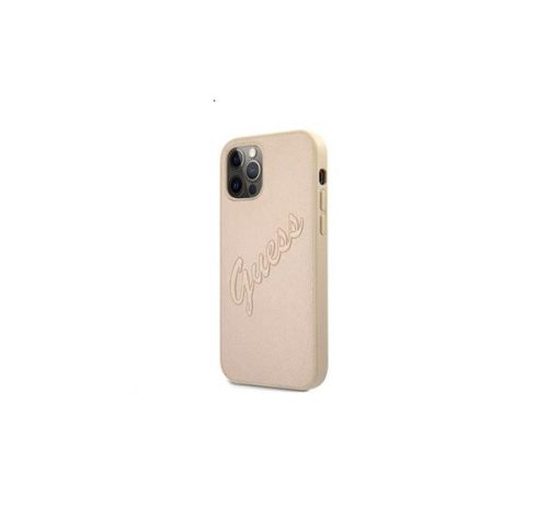 Guess PU Saffiano Vintage Script Apple iPhone 12/12 Pro hátlap tok, arany