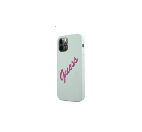 Guess Silicone Vintage Fuschia Script Apple iPhone 12/12 Pro hátlap tok, kék