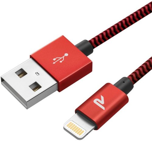 Rampow RAB12 USB / Lightning MFi töltő- és adatkábel, 3m, piros-fekete