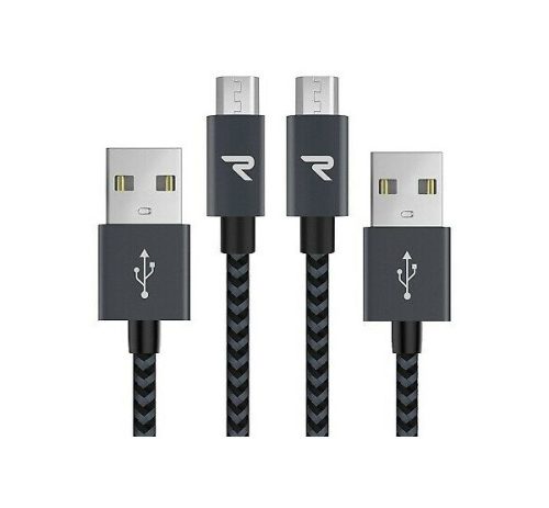 Rampow RAA23 USB / microUSB töltő- és adatkábel, 20cm, szürke-fekete (2db)