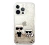 Karl Lagerfeld Liquid Glitter Karl and Choupette hátlap tok Apple iPhone 13 Pro Max, arany