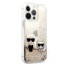 Karl Lagerfeld Liquid Glitter Karl and Choupette hátlap tok Apple iPhone 13 Pro Max, arany