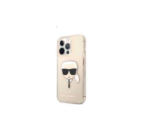 Karl Lagerfeld Head Full Glitter szilikon hátlap tok Apple iPhone 13 Pro Max, arany