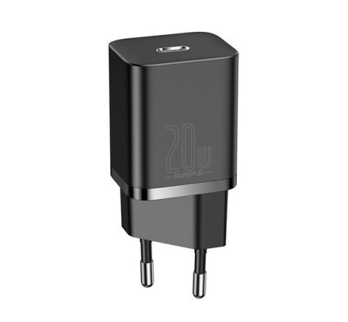 Baseus Super-Si hálózati gyorstöltő adapter Type-C, 20W, fekete