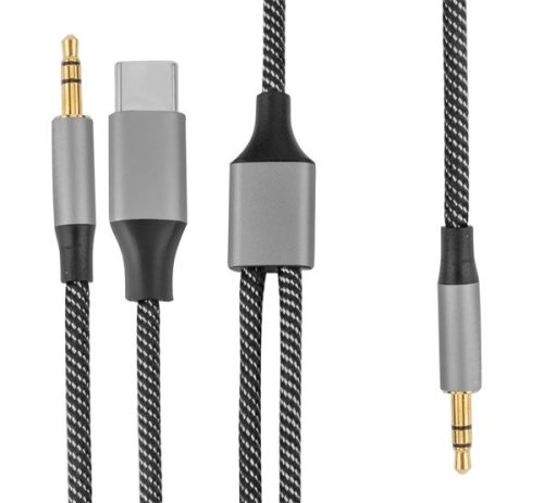 4smarts MatchCord audió kábel, Type-C + 3,5 mm jack - 3,5 mm jack, apa, 1m