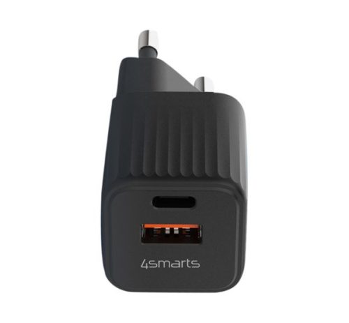 4smarts VoltPlug Duos hálózati gyorstöltő adapter, USB + Type-C, 20W, fekete