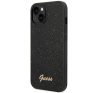 Guess Glitter Flakes Metal Logo Apple iPhone 14 hátlap tok, fekete