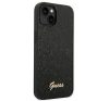 Guess Glitter Flakes Metal Logo Apple iPhone 14 hátlap tok, fekete