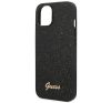 Guess Glitter Flakes Metal Logo Apple iPhone 14 hátlap tok, fekete