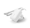 Belkin Boost Chagre PD hálózati gyorstöltő Type-C + Type-C kábel, 30W, fehér