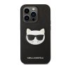 Karl Lagerfeld Choupette Head Saffiano bőr hátlap tok Apple iPhone 14 Pro Max, fekete