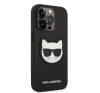 Karl Lagerfeld Choupette Head Saffiano bőr hátlap tok Apple iPhone 14 Pro Max, fekete