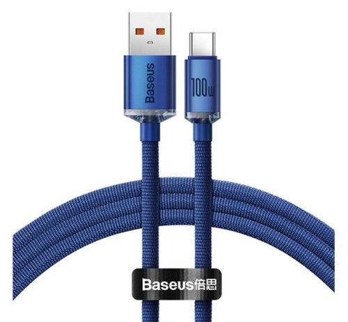 Baseus Crystal Shine USB / Type-C töltő- és adatkábel, 5A, 1,2m, kék