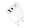 XO L97 hálózati gyorstöltő adapter USB, Type-C, 2,4A, fehér