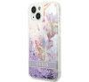 Guess Flower Liquid Glitter Apple iPhone 14 hátlap tok, lila