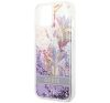 Guess Flower Liquid Glitter Apple iPhone 14 hátlap tok, lila