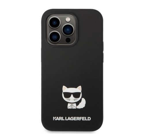 Karl Lagerfeld Silicone Choupette Body Apple iPhone 14 Pro hátlap tok, fekete