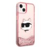 Karl Lagerfeld Glitter Choupette Head Apple iPhone 14 Plus hátlap tok, rózsaszín