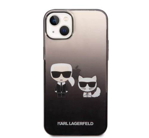 Karl Lagerfeld Gradient Ikonik Karl & Choupette Apple iPhone 14 Plus hátlap tok, fekete