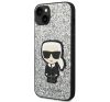 Karl Lagerfeld Glitter Flakes Ikonik Apple iPhone 14 hátlap tok, ezüst