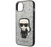 Karl Lagerfeld Glitter Flakes Ikonik Apple iPhone 14 hátlap tok, ezüst