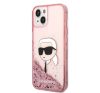 Karl Lagerfeld Glitter Karl Head Apple iPhone 14 hátlap tok, rózsaszín