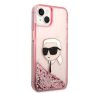 Karl Lagerfeld Glitter Karl Head Apple iPhone 14 hátlap tok, rózsaszín