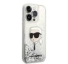 Karl Lagerfeld Glitter Karl Head Apple iPhone 14 Pro Max hátlap tok, ezüst