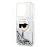 Karl Lagerfeld Glitter Karl Head Apple iPhone 14 Pro Max hátlap tok, ezüst