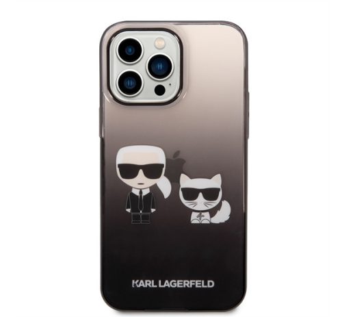 Karl Lagerfeld Gradient Ikonik Karl & Choupette Apple iPhone 14 Pro Max hátlap tok, fekete